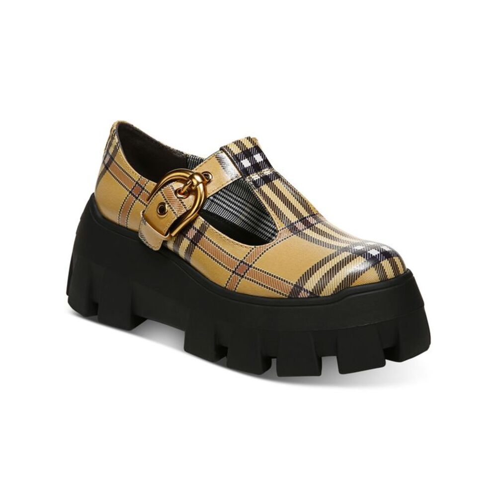NWT CIRCUS NY Womens Yellow Plaid Amy Round Toe Platform Loafers Shoes 7.5 M